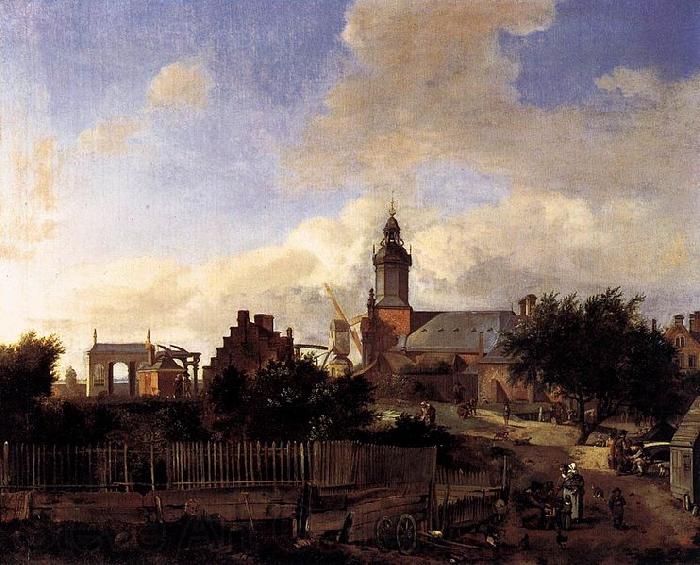 Jan van der Heyden Street before Haarlem Tower Norge oil painting art